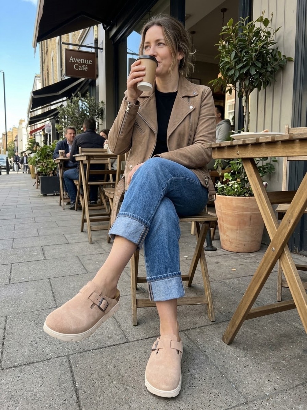 Papillio Blush Suede Clog with Buckle